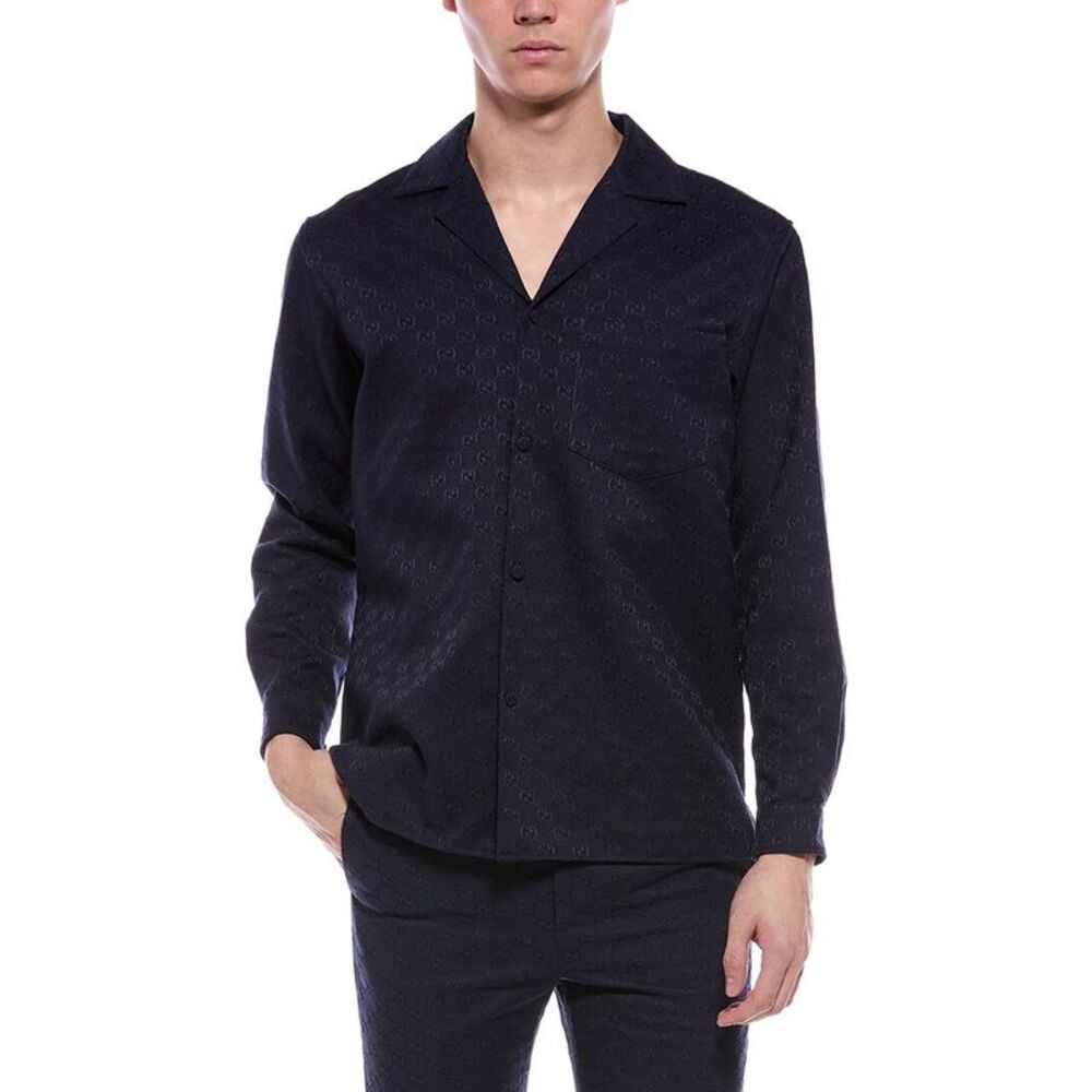 Gucci Mens  Disco Bowling Shirt, Blue